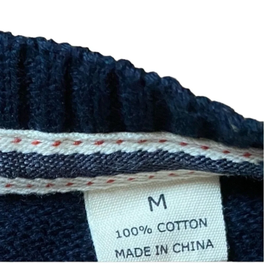 NWT Weatherproof The Holiday Sweater Navy Blue White 100% Cotton Size M